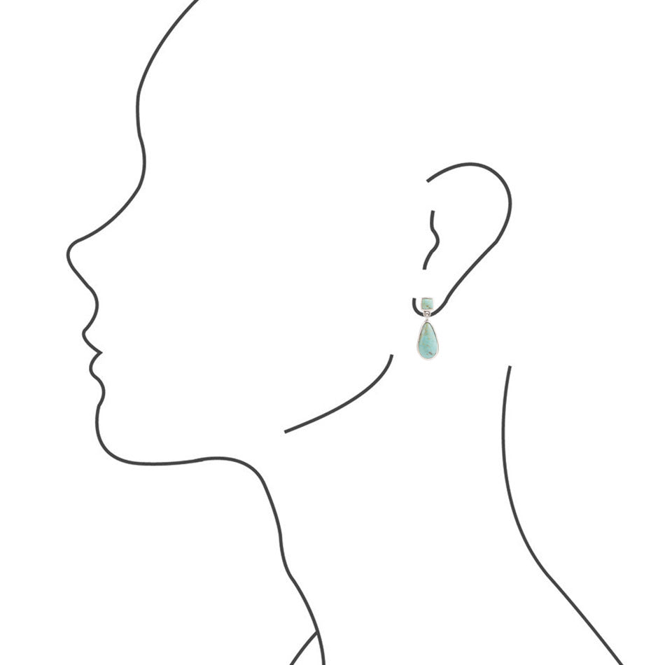 Smooth Teardrop Post Earring - Turquoise & Silver