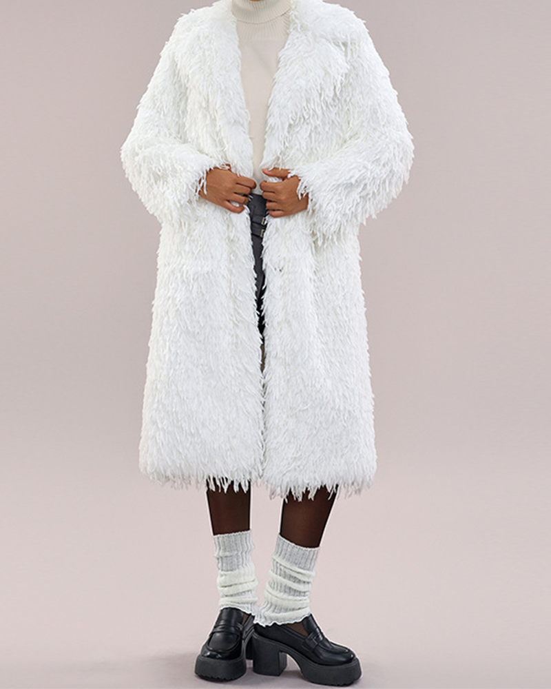 Mock Ostrich Fur Fur Coat