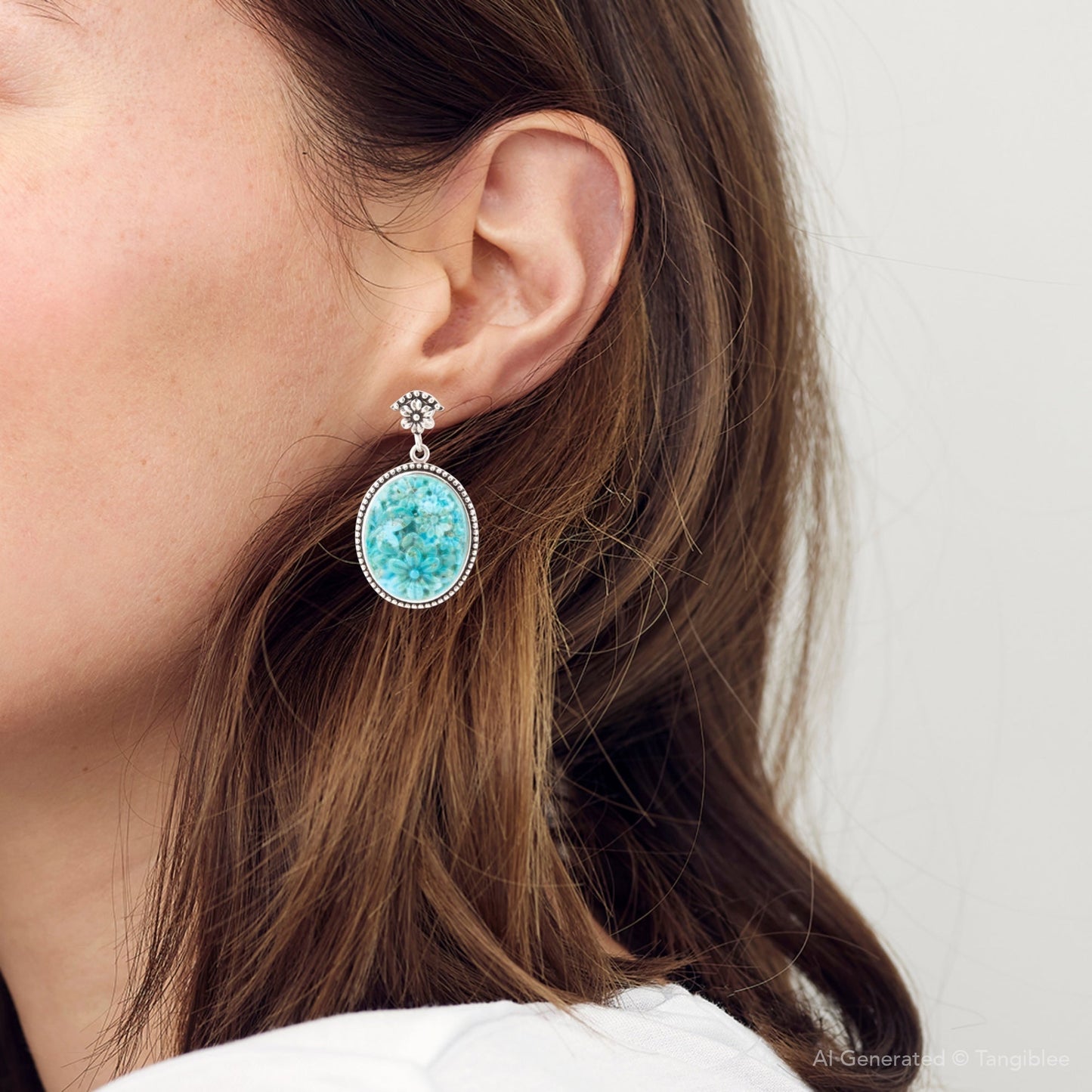 Barse Carved Blue Turquoise Sterling Silver Drop Earrings