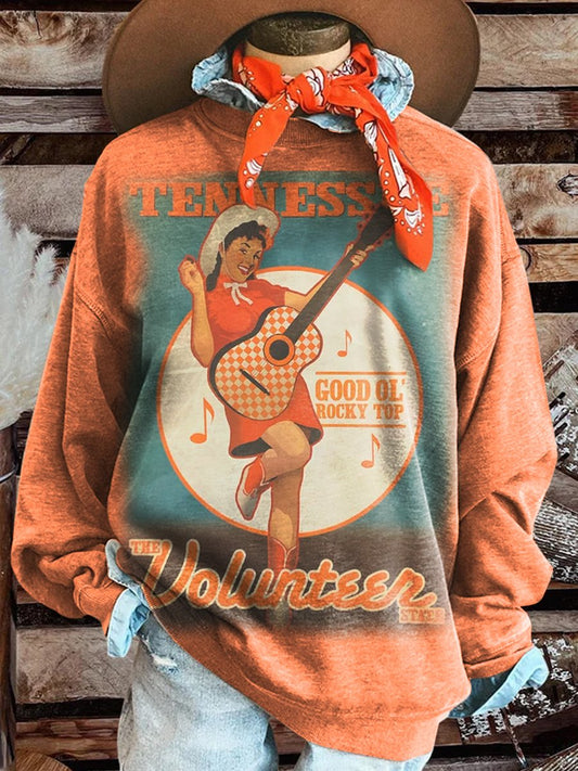 Cowgirl Print Casual Sweatshirt