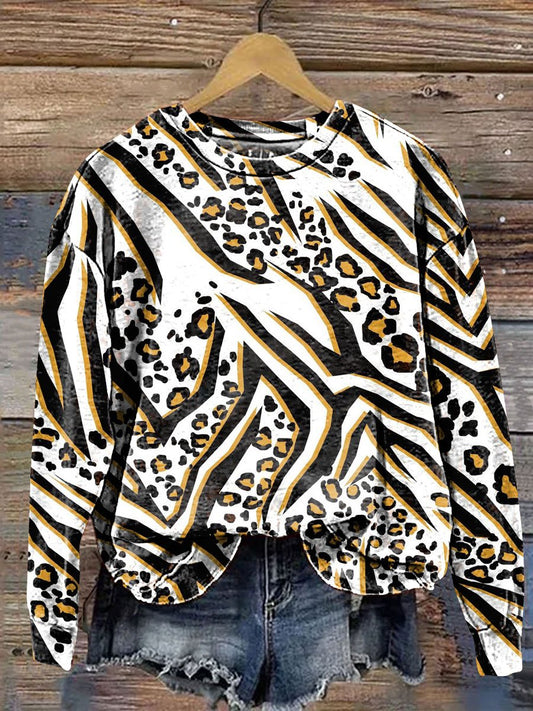 Leopard Art Print Casual Sweatshirt