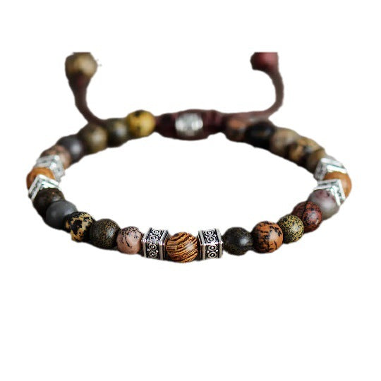 Unisex Natural Agate Beaded Ethnic Style Bracelet