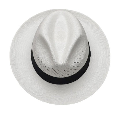 Classic Vented Panama Hat - Brisa Weave - White Straw - Black Band - Handwoven in Ecuador - GPH - HatBox Included-FREE SHIPPING