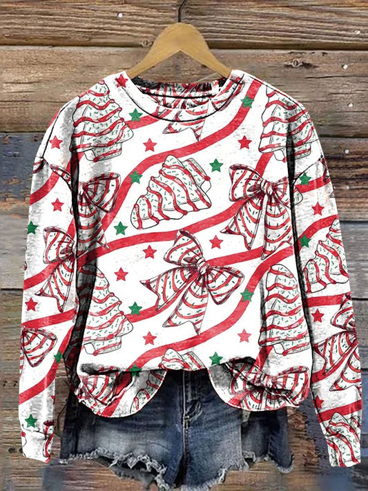 Red Ripple Bow Art Print Casual Sweatshirt