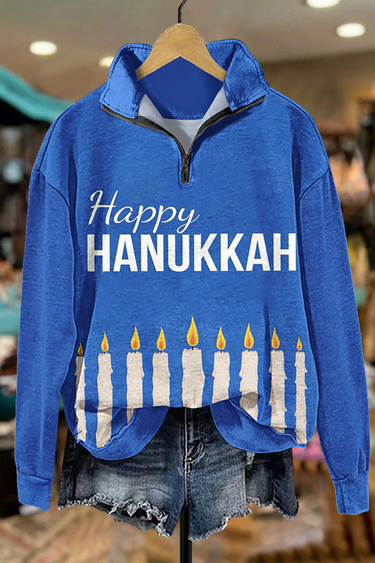 Happy Hanukkah Candle Zip Sweatshirt