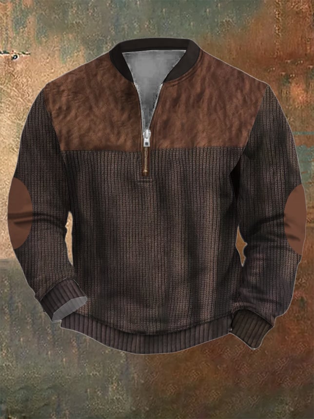 Men's Vintage Printed Casual Zipper Sweatshirt