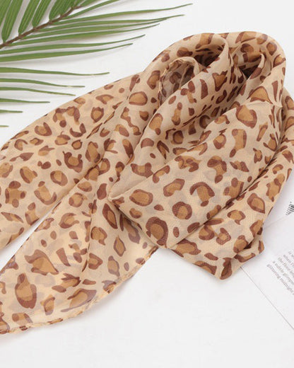 Fashionable Leopard Print Chiffon Square Scarf