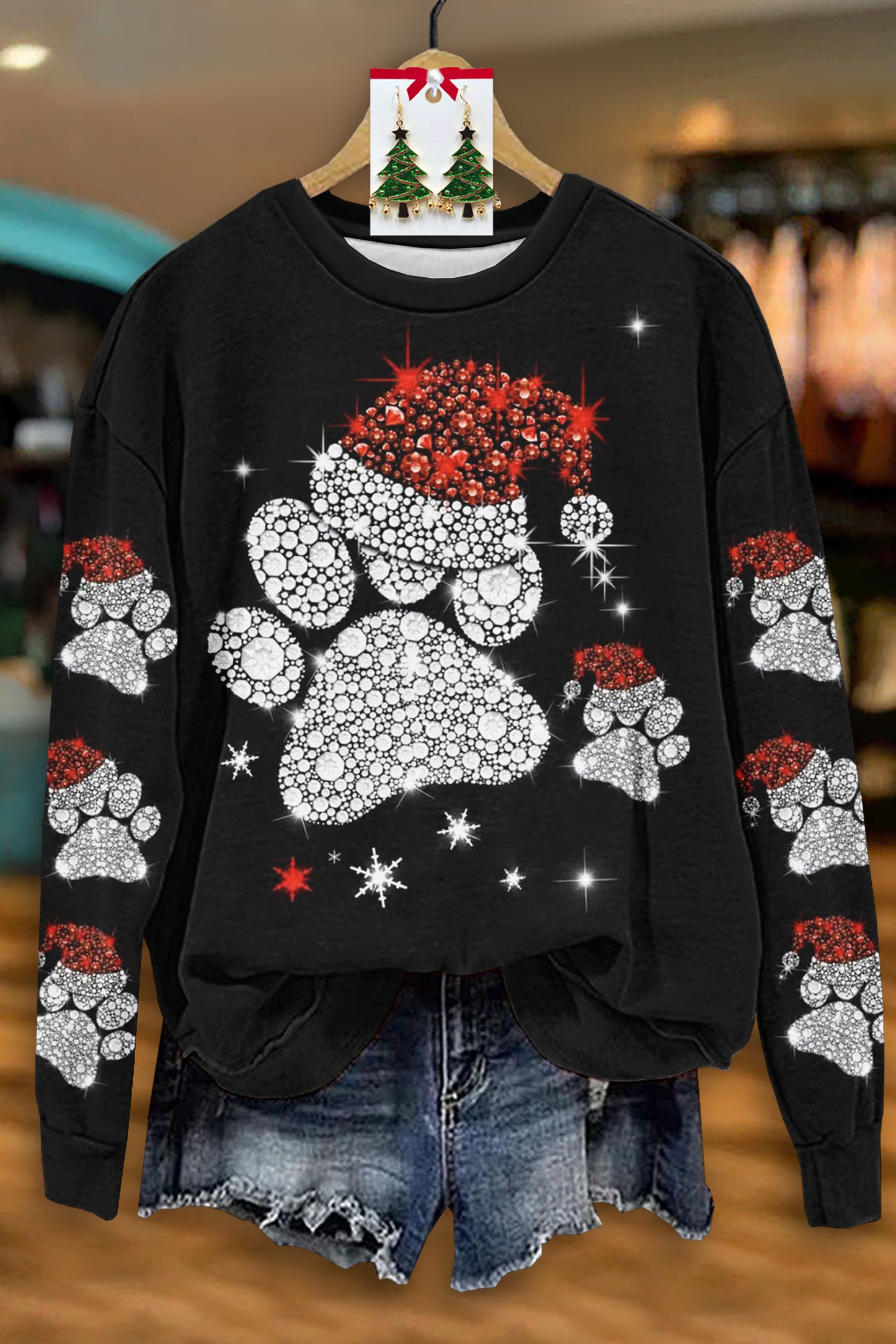 Cute Christmas Print Long Sleeve Sweatshirt