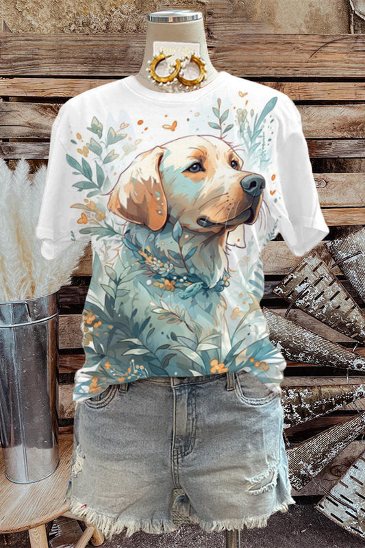 Casual Golden Retriever Printed Tee