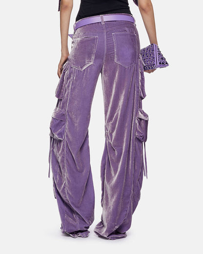 Mid Waist Velvet Dream Cargo Pants