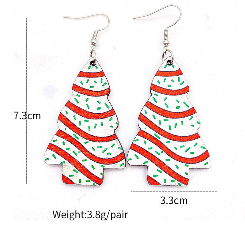 Christmas Tree Print Wooden Earrings