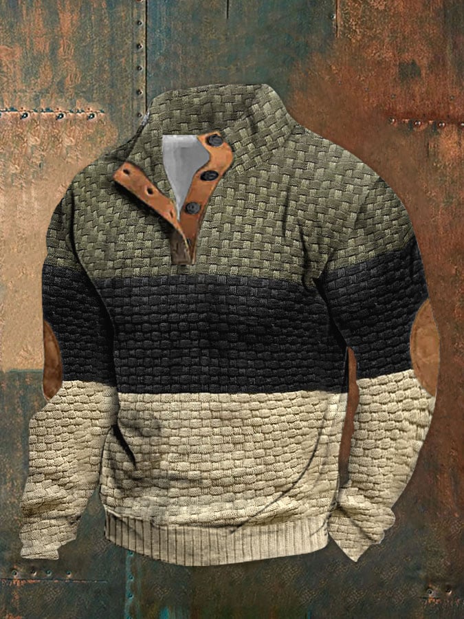 Men's Geometric Stand Collar Pullover