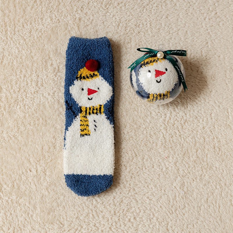 Christmas Cartoon Snowman Fuzzy Socks