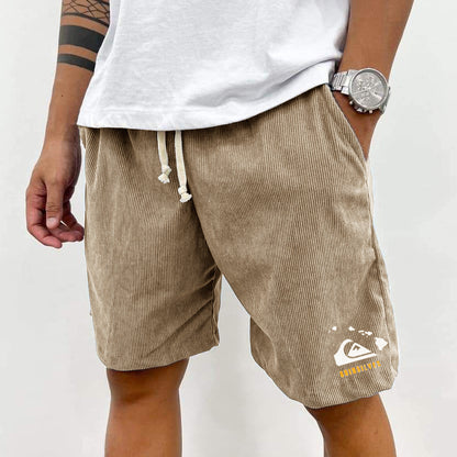 Men's Retro Casual Printed Corduroy Shorts