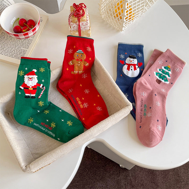 Creative Cartoon Christmas Snowman Santa Claus Socks