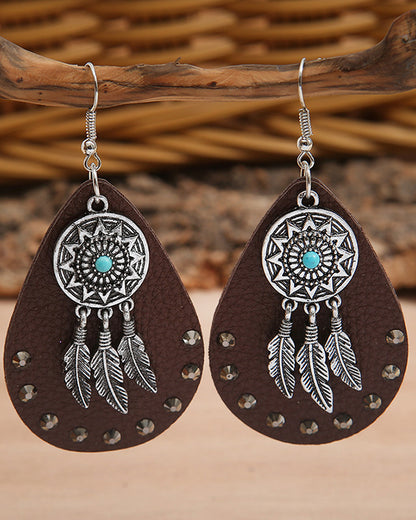 Leather Feather Earrings