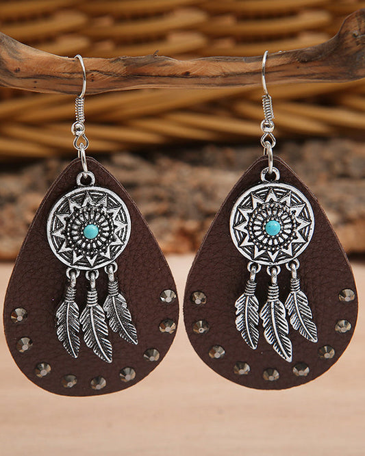 Leather Feather Earrings