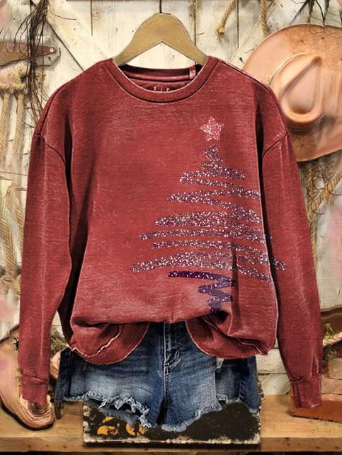 Vintage Christmas Print Casual  Sweatshirt