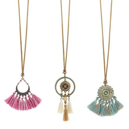 Women's Bohemian Tassel 3-pack Necklace