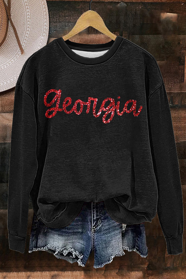 Classic Red Black Georgia Print Sweatshirt