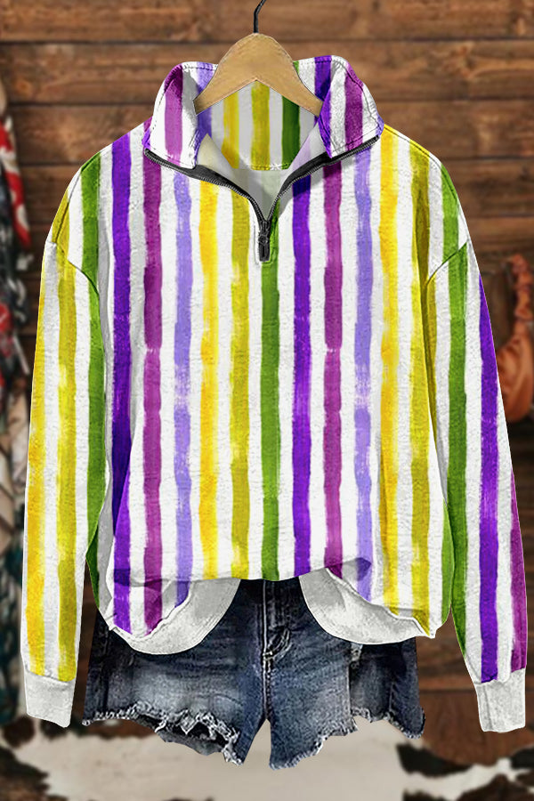 Classic Mardi Gras Print Sweatshirt