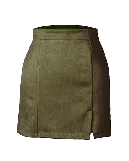 Autumn And Winter Suede Hip Skirt