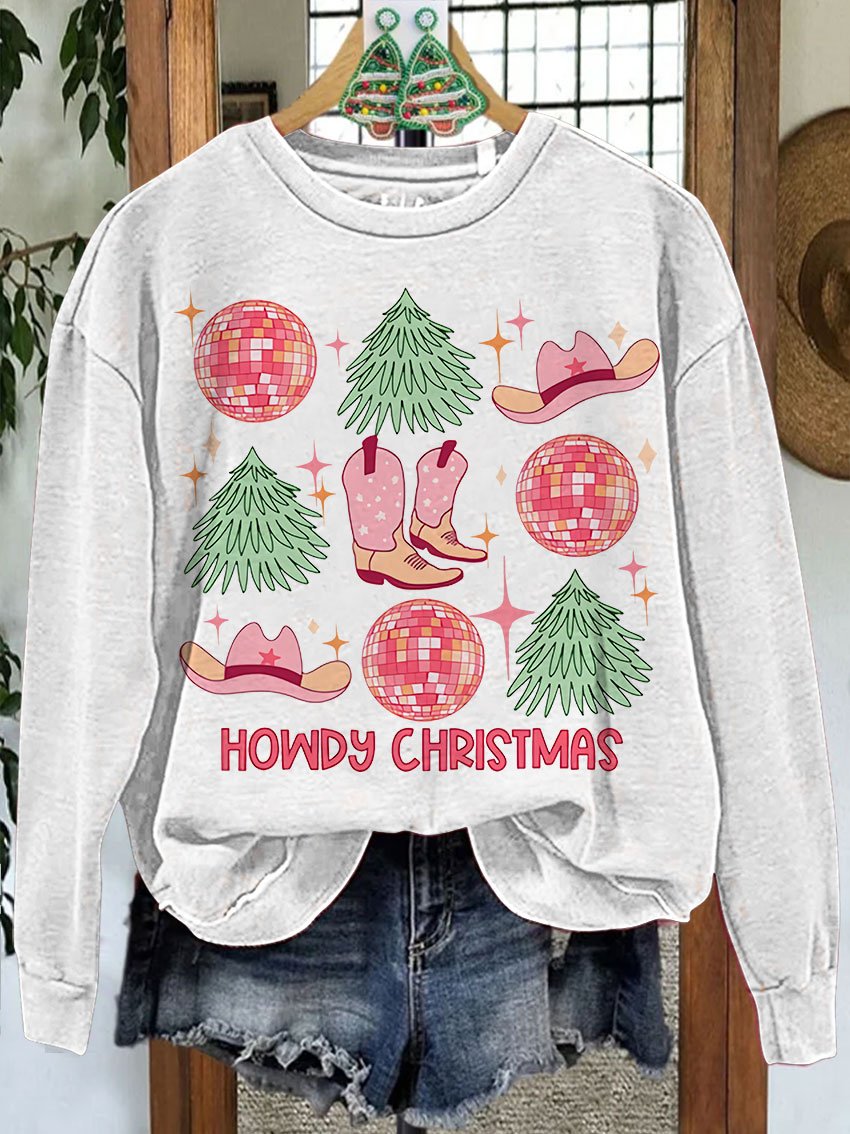 Howdy Christmas Cowgirl Christmas Casual Sweatshirt