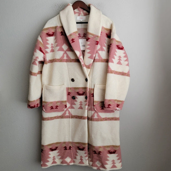 Women's Vintage Wool Aztec Yellowstone Beth Dutton Jacket Coat Peacoat