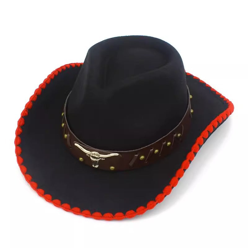 Men's Vintage Western Cowboy Hat Knight Woolen British Felt Hat