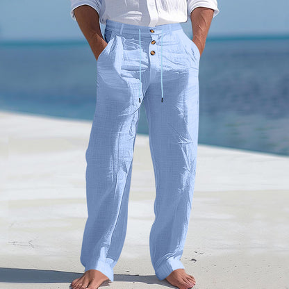 Men's Linen Business Casual Straight Pants Trousers