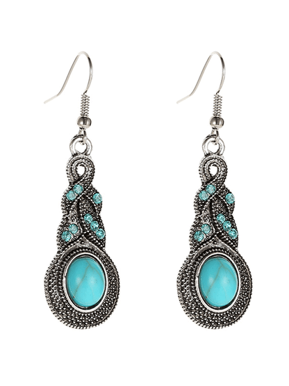 Vintage Inlaid Turquoise Earrings and Necklace