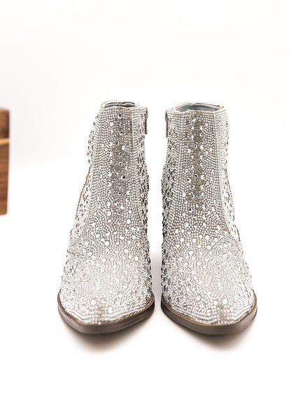 Shine On Rhinestone Bootie in Silver