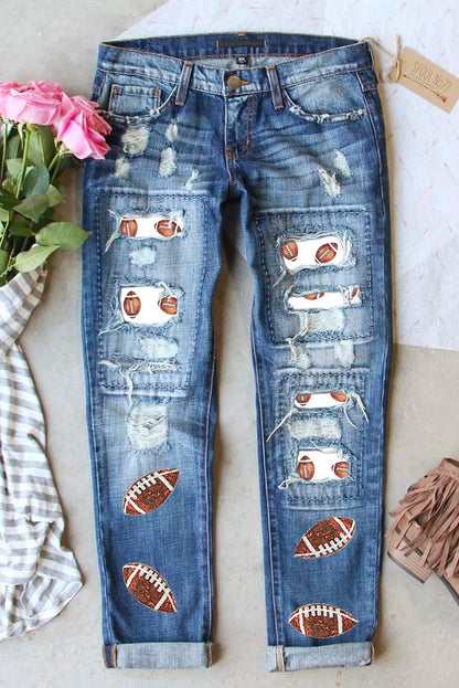 OMG Distressed Football Straight Jeans!