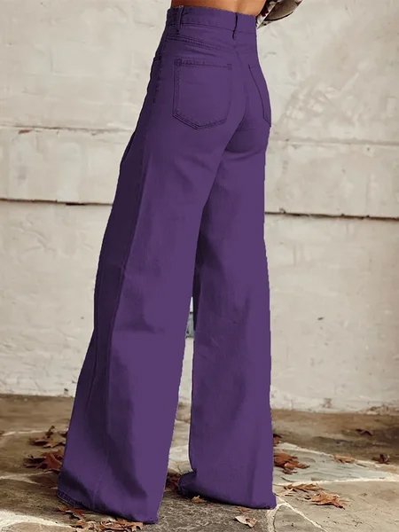 Women's Retro Solid Color Printed Wide Leg Pants