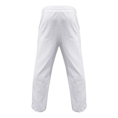 Men's Casual Hawaii Beach Multi Button Cotton Linen Trousers