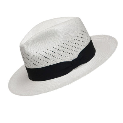 Classic Vented Panama Hat - Brisa Weave - White Straw - Black Band - Handwoven in Ecuador - GPH - HatBox Included-FREE SHIPPING