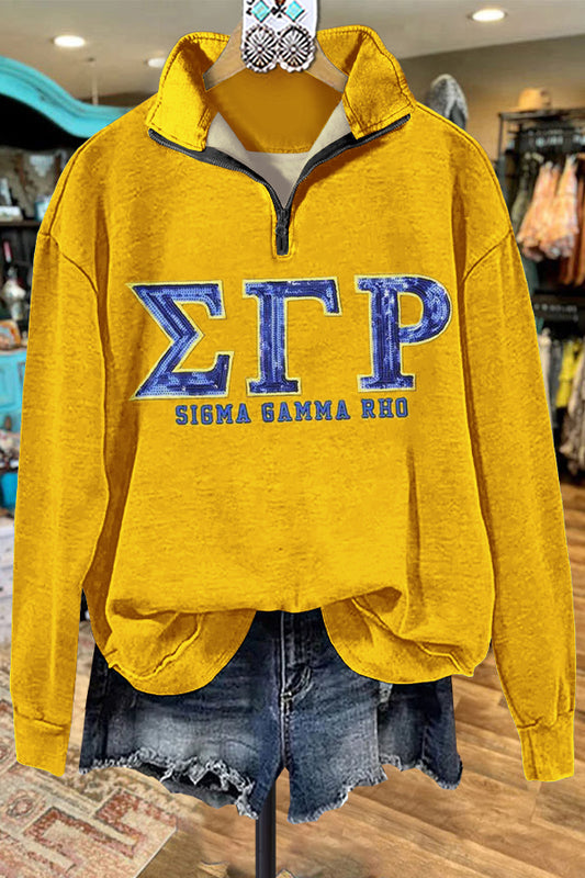 Elegant Contrast Color Sigma Gamma Rho Sweatshirt