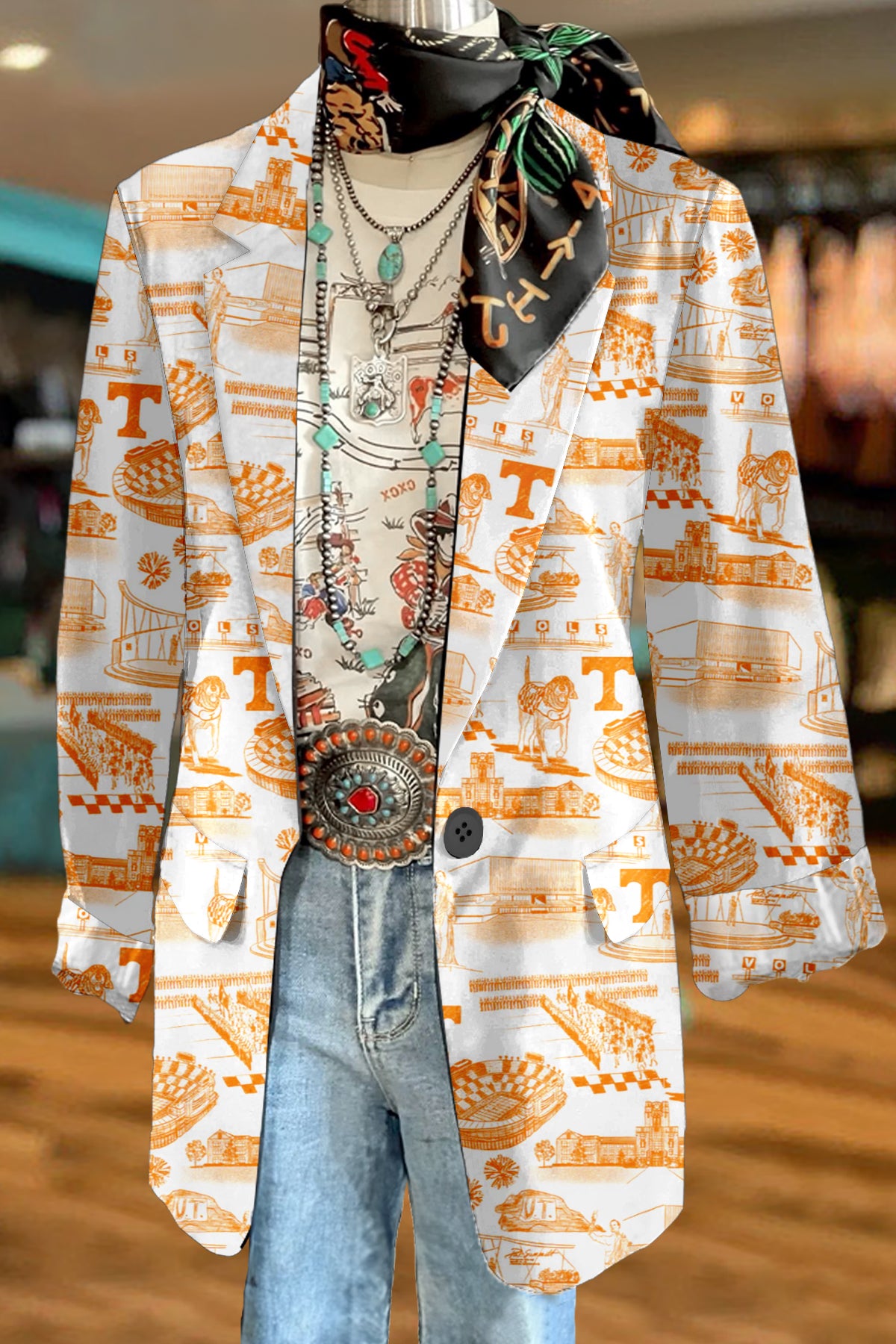 Classic Tennessee Print Long Sleeve Blazer