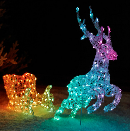 Smart Control Lighting Reindeer and Sleigh Christmas Decoration- Solar energy storage function