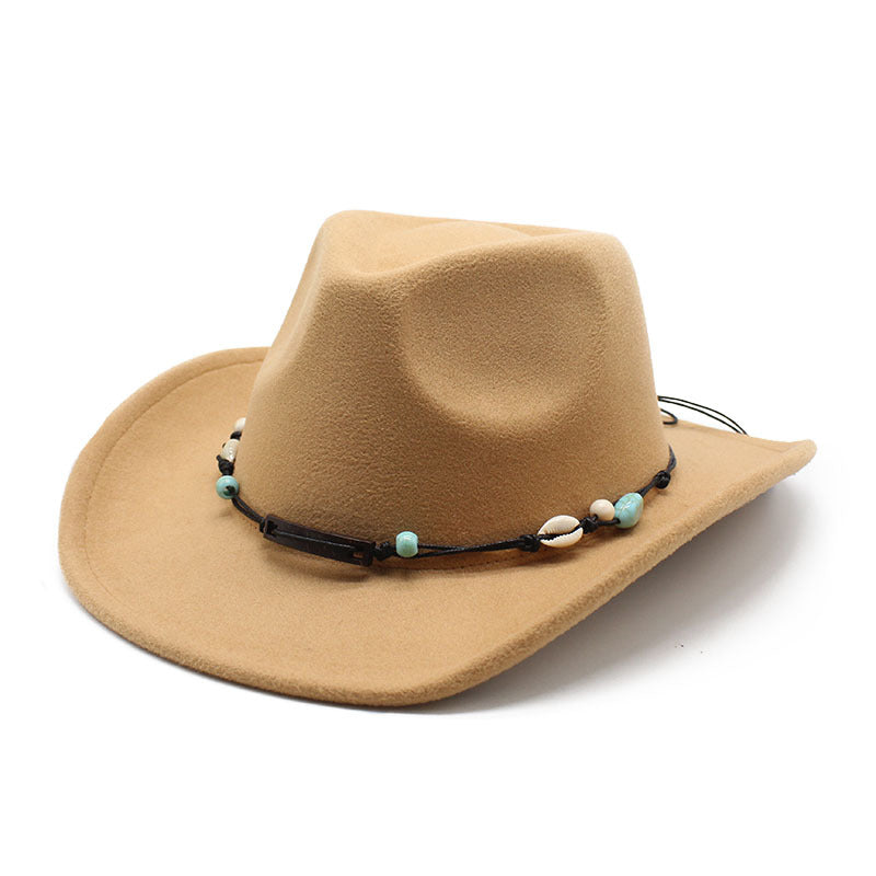 Unisex Fall Vintage Western Cowboy Woolen Sun Protection Wide Brim Hat