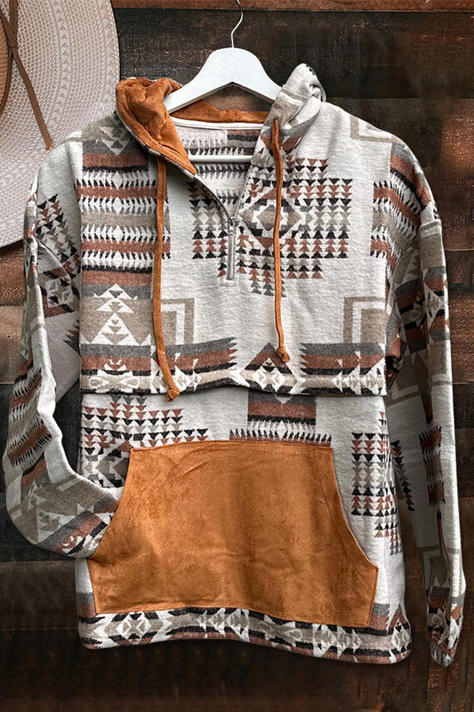 Aztec Printed Hooded Sweatshirt