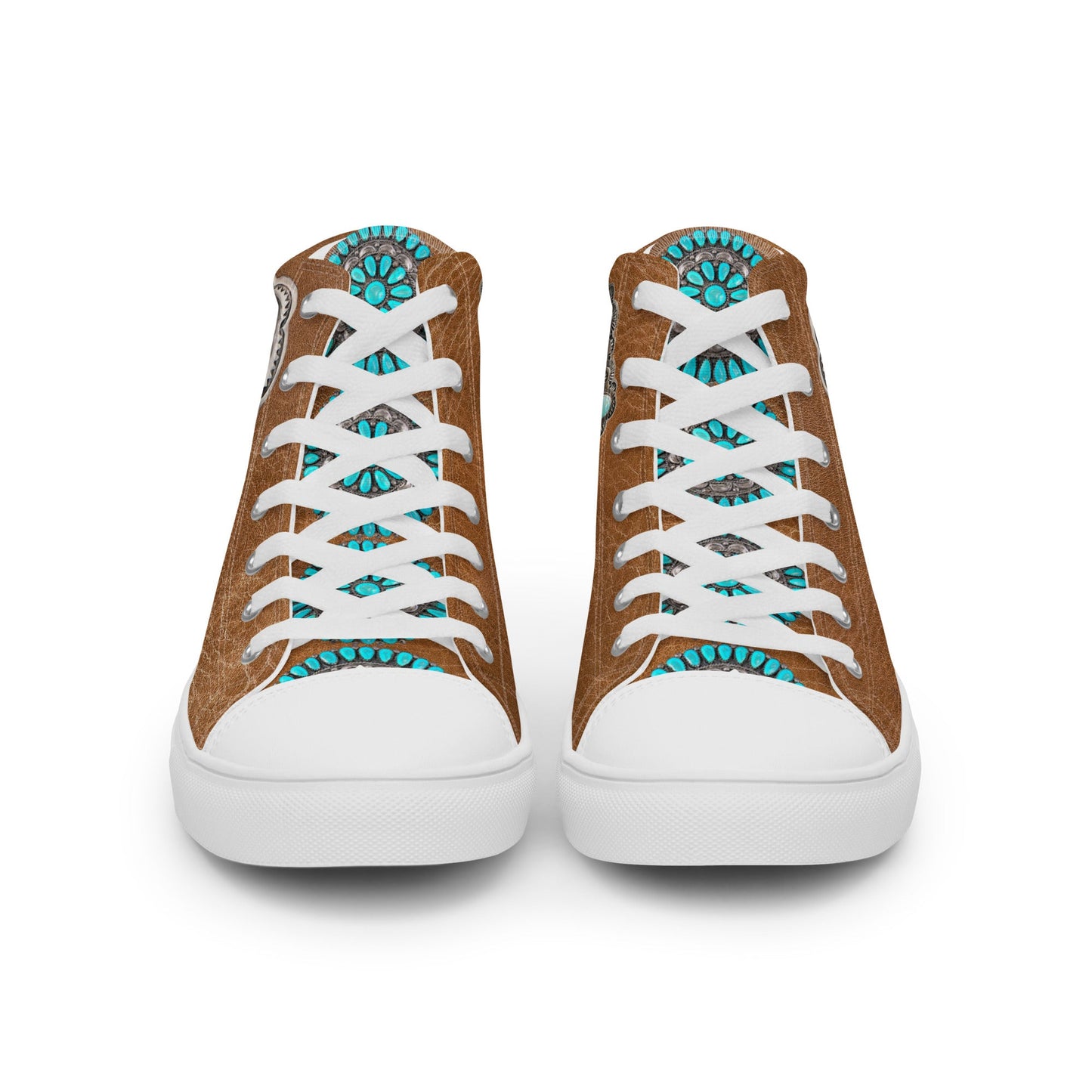 Turquoise Concho Women__ high top canvas shoes