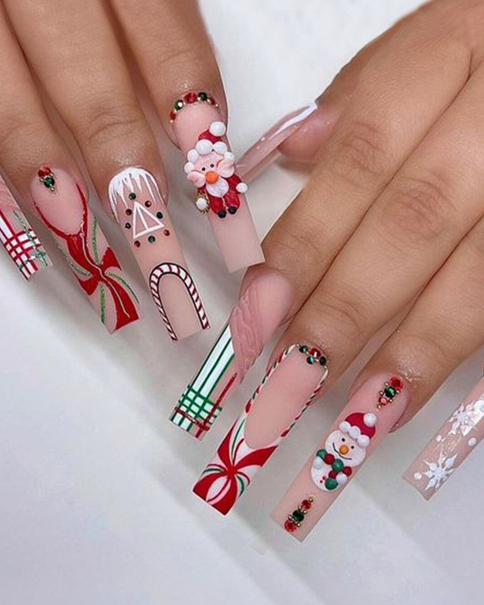 Snowflake Santa Frosted Wearable Manicure