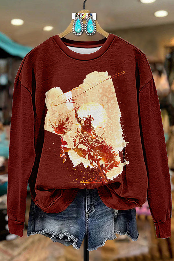 Western Cowboy Rodeo Printed Sweatshirt