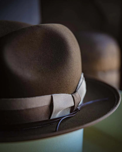 Bespoke Handmade Fedora - Special hat band-Chocolate