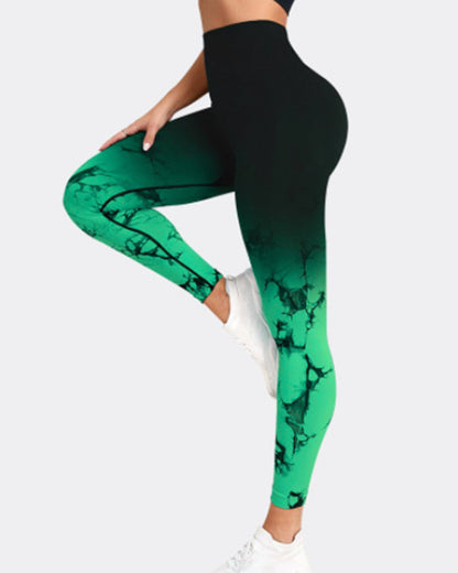 Gradient Tie-Dye Yoga Pants Seamless Women's Running Sports Pants High Waist