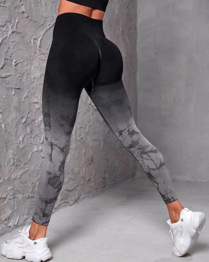 Gradient Tie-Dye Yoga Pants Seamless Women's Running Sports Pants High Waist