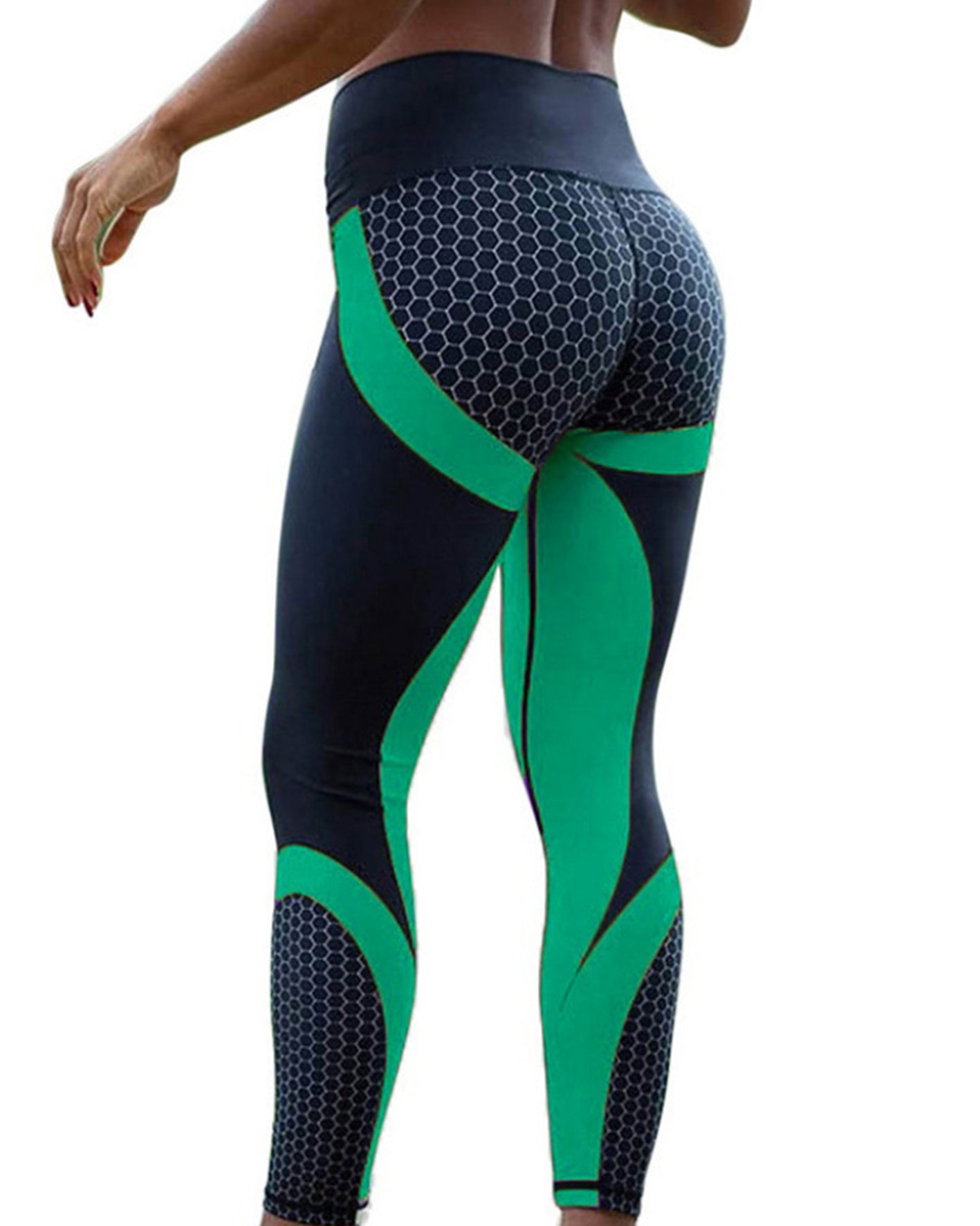 High-Waisted Hip Lift Beehive Print Yoga Pants