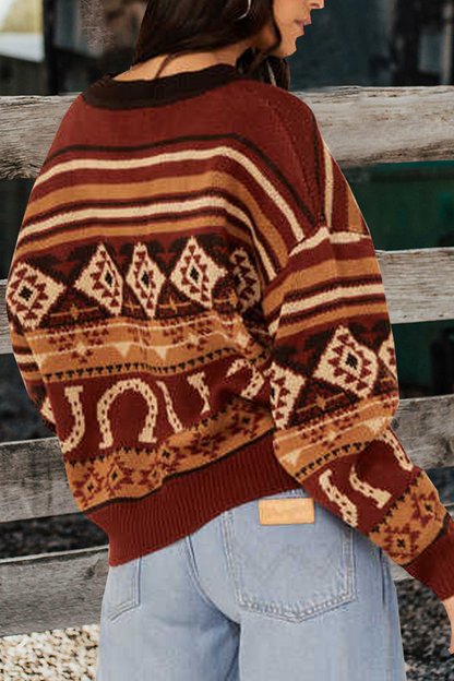 Women's Horseshoe Southwestern Print Sweater