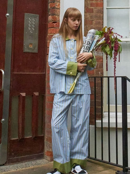 Striped Color-Block Pajama Set